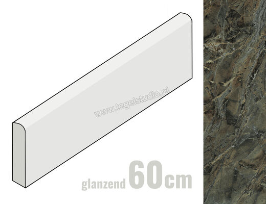 Marazzi Allmarble Verde Borgogna Lux 7x60 cm Plint Glanzend Vlak Lux MF0U | 248243