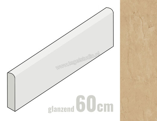 Marazzi Allmarble Crema Marfil Lux 7x60 cm Plint Glanzend Vlak Lux MF0V | 248246