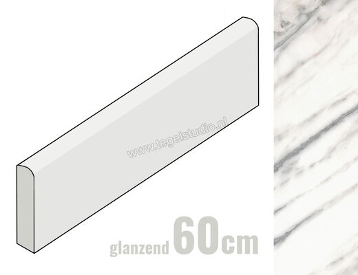 Marazzi Allmarble Bianco Arni Lux 7x60 cm Plint Glanzend Vlak Lux MF88 | 248258