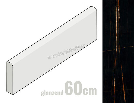 Marazzi Allmarble Sahara Noir Lux 7x60 cm Plint Glanzend Vlak Lux MF8A | 248264