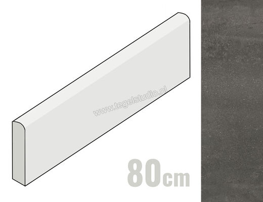 Emilceramica Be Square Black 4.6x80 cm Plint Mat Vlak Naturale ECYM | 249644