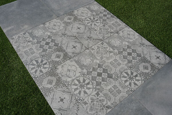  Sichenia Chateaux Outdoor Antracite 60x60x2 cm Terrastegel Decoro Cementine Mat Gestructureerd Grip CV0182184 | 270507