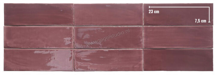 Dune Ceramica Tabarca Granate 7.5x23 cm Wandtegel Glanzend Gestructureerd Gloss 188261 | 280578
