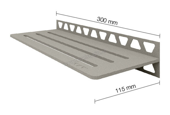 Schlüter Systems SHELF-W-S1 Planchet Wave Aluminium TSSG - structuur-gecoat steengrijs Sterkte: 50 mm Breedte: 115 mm Lengte: 0,3 m SWS1D10TSSG | 285513