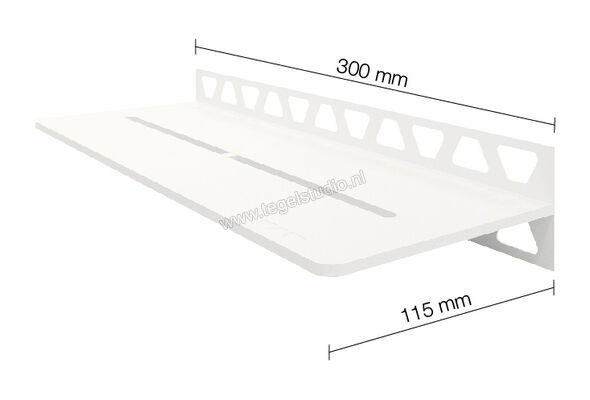 Schlüter Systems SHELF-W-S1 Planchet Pure Aluminium MBW - structuur-gecoat zuiver wit mat Sterkte: 50 mm Breedte: 115 mm Lengte: 0,3 m SWS1D7MBW | 286629