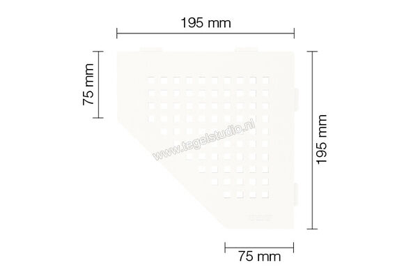 Schlüter Systems SHELF-E-S2 Planchet Pure Aluminium MBW - structuur-gecoat zuiver wit mat Sterkte: 195 mm Breedte: 195 mm SES2D7MBW | 286794