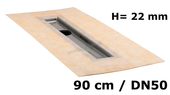 Schlüter Systems KERDI-LINE-VOS Set roestvaststalen lijnafvoergoot Lijnafvoergoot met sifon, decentrale afwatering, afvoer DN 50 verticaal 90cm Roestvast staal V4A Sterkte: 22 mm Lengte: 0,9 m KLVO50GSE90 | 290495