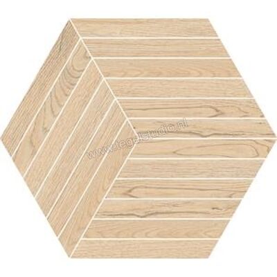 Novabell Nordic Wood Almond 35x40 cm Vloertegel / Wandtegel Esagona Bacchette Mat Gestructureerd Naturale NDW227N | 291500