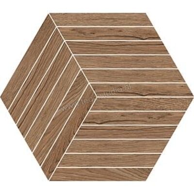  NovaBell Nordic Wood Walnut 35x40 cm Vloertegel / Wandtegel Esagona Bacchette Mat Gestructureerd Naturale NDW557N | 291623