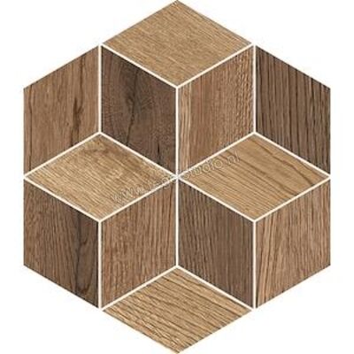 Novabell Nordic Wood Walnut Blonde Brown 29.5x22.6 cm Vloertegel / Wandtegel Esagona 3D Mat Gestructureerd Naturale NDW002N | 291677