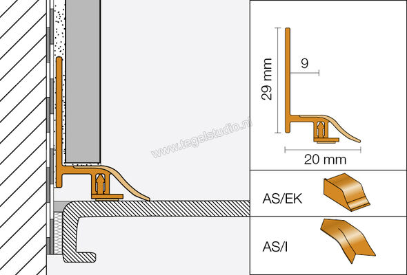 Schlüter Systems DILEX-AS Aansluitprofiel PVC BW - zuiver wit Sterkte: 22 mm Lengte: 2,5 m AS20BW | 298366