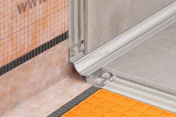  Schlüter Systems DILEX-HKS-E Holplintprofiel Roestvast staal V2A HB - lichtbeige Sterkte: 12,5 mm Lengte: 2,5 m HKSV2AU12/O7HB | 298963
