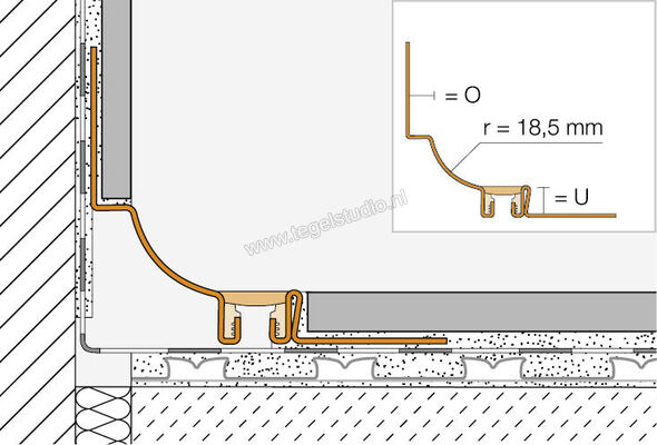  Schlüter Systems DILEX-HKS-E Holplintprofiel Roestvast staal V2A HB - lichtbeige Sterkte: 12,5 mm Lengte: 2,5 m HKSV2AU12/O7HB | 298966