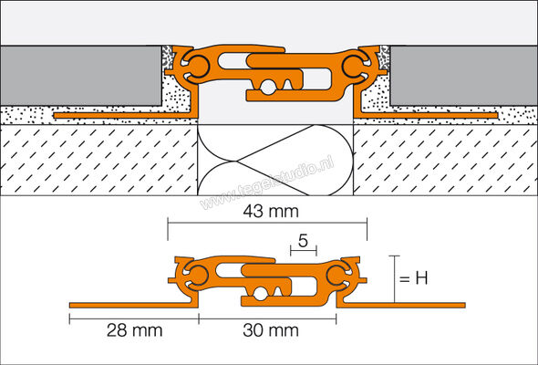 Schlüter Systems DILEX-BT-A Bouwscheidingsvoegprofiel Aluminium A - Aluminium Sterkte: 10 mm Lengte: 2,5 m ABT100 | 299002