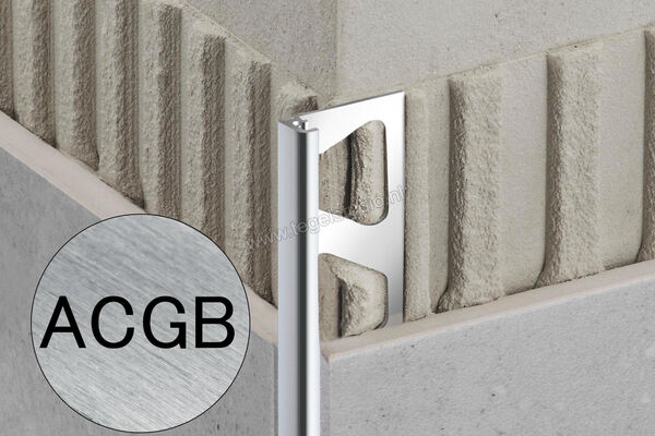  Schlüter Systems JOLLY-ACGB Afsluitprofiel Aluminium ACGB - Alu, chroom geborsteld geanodiseerd Sterkte: 10 mm Lengte: 2.5 m J100ACGB | 299482