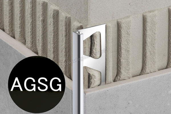  Schlüter Systems JOLLY-AGSG Afsluitprofiel Aluminium AGSG - Alu, grafietzwart geborsteld geanodiseerd Sterkte: 10 mm Lengte: 2.5 m J100AGSG | 299524