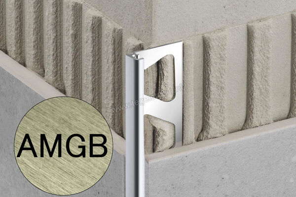  Schlüter Systems JOLLY-AMGB Afsluitprofiel Aluminium AMGB - Alu, messing geborsteld geanodiseerd Sterkte: 8 mm Lengte: 2.5 m J80AMGB | 299569