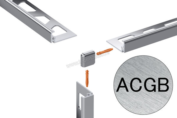 Schlüter Systems JOLLY-ACGB Buitenhoek 90° Aluminium ACGB - Alu. chroom geborsteld geanodiseerd Sterkte: 10 mm EV/J100ACGB | 302497