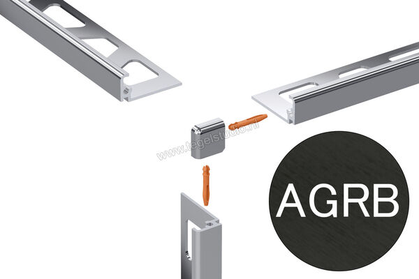  Schlüter Systems JOLLY-AGRB Buitenhoek 90° Aluminium AGRB - Alu, grafiet geborsteld geanodiseerd Sterkte: 10 mm EV/J100AGRB | 302524