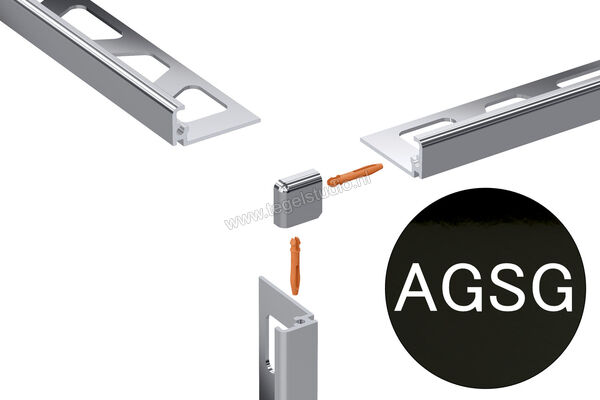 Schlüter Systems JOLLY-AGSG Buitenhoek 90° Aluminium AGSG - Alu. zwart glanzend geanodiseerd Sterkte: 10 mm EV/J100AGSG | 302533