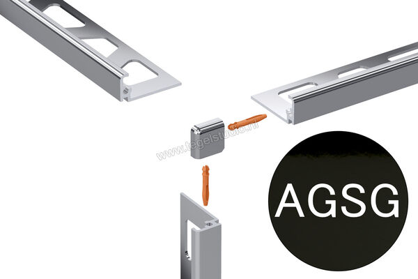 Schlüter Systems JOLLY-AGSG Buitenhoek 90° Aluminium AGSG - Alu. zwart glanzend geanodiseerd Sterkte: 11 mm EV/J110AGSG | 302533