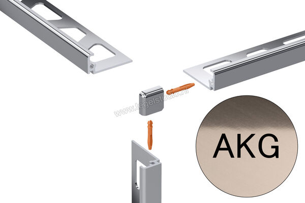  Schlüter Systems JOLLY-AKG Buitenhoek 90° Aluminium AKG - Alu, koper glanzend geanodiseerd Sterkte: 8 mm EV/J80AKG | 302560