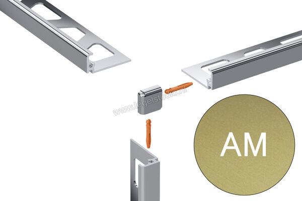  Schlüter Systems JOLLY-AM Buitenhoek 90° Aluminium AM - Alu, messingkleurig mat geanodiseerd Sterkte: 8 mm EV/J80AM | 302569