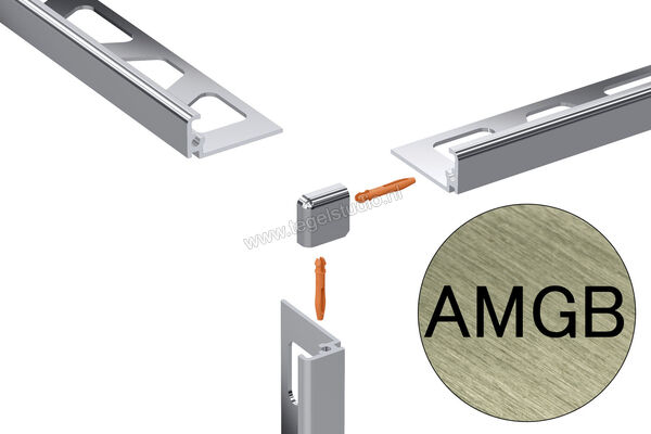  Schlüter Systems JOLLY-AMGB Buitenhoek 90° Aluminium AMGB - Alu, messing geborsteld geanodiseerd Sterkte: 10 mm EV/J100AMGB | 302578