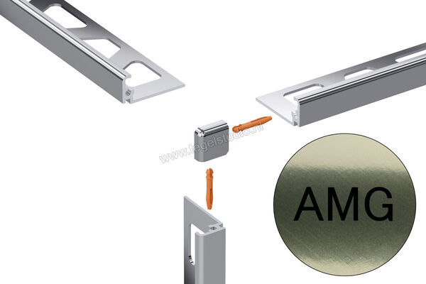  Schlüter Systems JOLLY-AMG Buitenhoek 90° Aluminium AMG - Alu, messing geborsteld geanodiseerd Sterkte: 8 mm EV/J80AMG | 302587