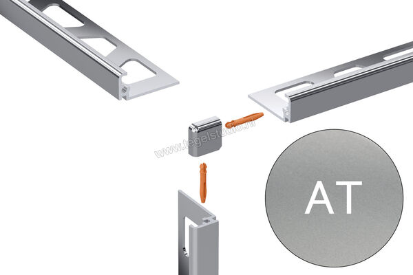 Schlüter Systems JOLLY-AT Buitenhoek 90° Aluminium AT - Alu. titanium mat geanodiseerd Sterkte: 10 mm EV/J100AT | 302596