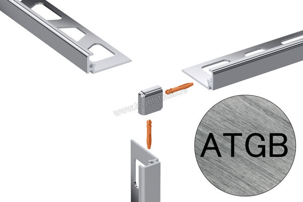  Schlüter Systems JOLLY-ATGB Buitenhoek 90° Aluminium ATGB - Alu, titanium geborsteld geanodiseerd Sterkte: 6 mm EV/J60ATGB | 302605