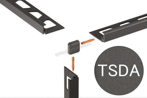 Schlüter Systems JOLLY-TSDA Buitenhoek 90° Aluminium TSDA - structuur-gecoat donker antracie Sterkte: 10 mm EV/J100TSDA | 302743