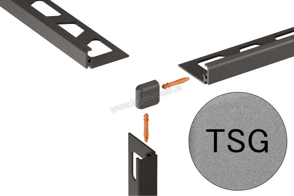 Schlüter Systems JOLLY-TSG Buitenhoek 90° Aluminium TSG - structuur-gecoat grijs Sterkte: 6 mm EV/J60TSG | 302752