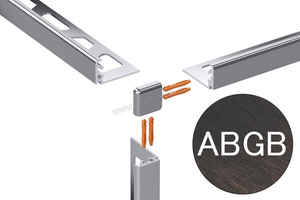  Schlüter Systems JOLLY-ABGB Buitenhoek 90° Aluminium ABGB - Alu, antiek brons geborsteld geanodiseerd Sterkte: 12,5 mm EV/J125ABGB | 303148
