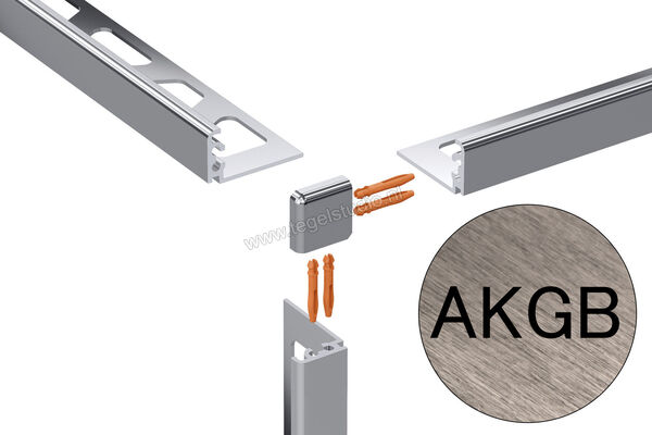  Schlüter Systems JOLLY-AKGB Buitenhoek 90° Aluminium AKGB - Alu, koper geborsteld geanodiseerd Sterkte: 12,5 mm EV/J125AKGB | 303211