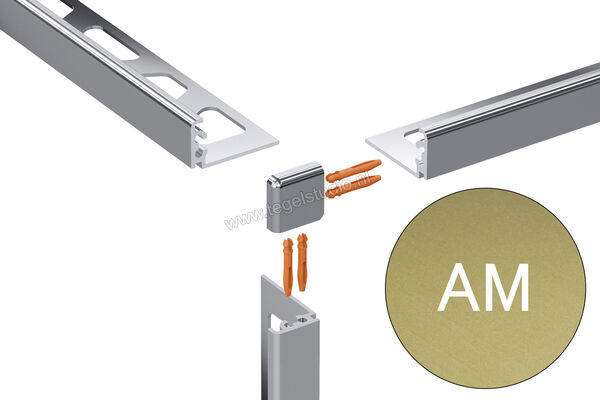 Schlüter Systems JOLLY-AM Buitenhoek 90° Aluminium AM - Alu. messingkleurig mat geanodiseerd Sterkte: 12,5 mm EV/J125AM | 303229