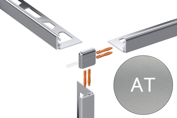 Schlüter Systems JOLLY-AT Buitenhoek 90° Aluminium AT - Alu. titanium mat geanodiseerd Sterkte: 12,5 mm EV/J125AT | 303256