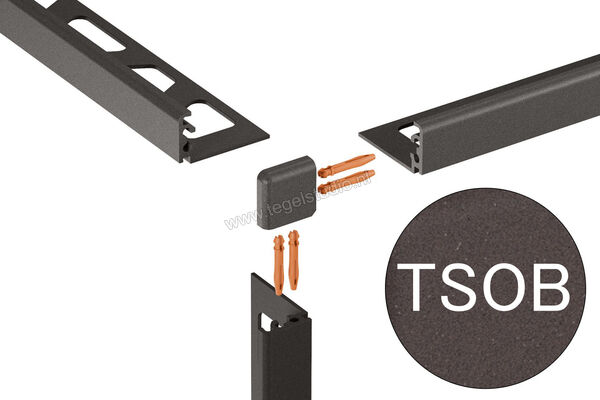 Schlüter Systems JOLLY-TSOB Buitenhoek 90° Aluminium TSOB - structuur-gecoat brons Sterkte: 12,5 mm EV/J125TSOB | 303439