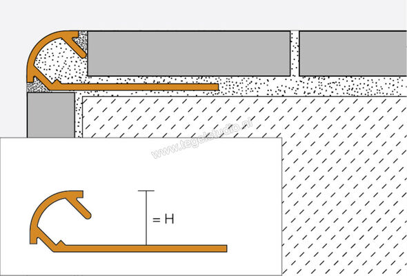 Schlüter Systems RONDEC-AC Afsluitprofiel Aluminium BH - bahama Sterkte: 12,5 mm Lengte: 2,5 m RO125BH | 306656