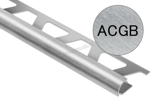  Schlüter Systems RONDEC-ACGB Afsluitprofiel Aluminium ACGB - Alu, chroom geborsteld geanodiseerd Sterkte: 11 mm Lengte: 2,5 m RO110ACGB | 306815