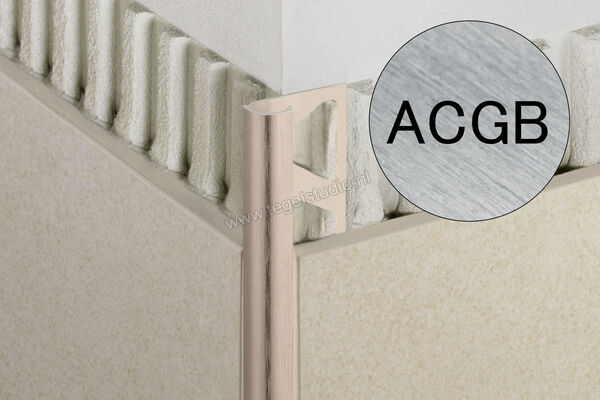  Schlüter Systems RONDEC-ACGB Afsluitprofiel Aluminium ACGB - Alu, chroom geborsteld geanodiseerd Sterkte: 11 mm Lengte: 2,5 m RO110ACGB | 306833