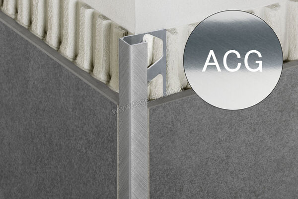 Schlüter Systems QUADEC-ACG Afsluitprofiel Aluminium ACG - Alu. chroom glanzend geanodiseerd Sterkte: 10 mm Lengte: 2,50 m Q100ACG | 307484