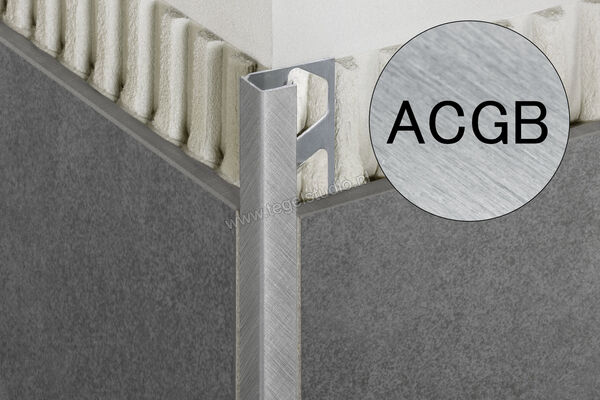  Schlüter Systems QUADEC-ACGB Afsluitprofiel Aluminium ACGB - Alu, chroom geborsteld geanodiseerd Sterkte: 10 mm Lengte: 2,50 m Q100ACGB | 307664