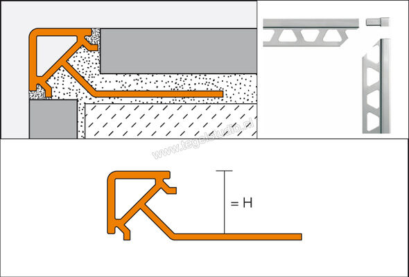 Schlüter Systems QUADEC-PQ Afsluitprofiel PVC BH - bahama Sterkte: 8 mm Lengte: 2,5 m PQ80BH | 308390