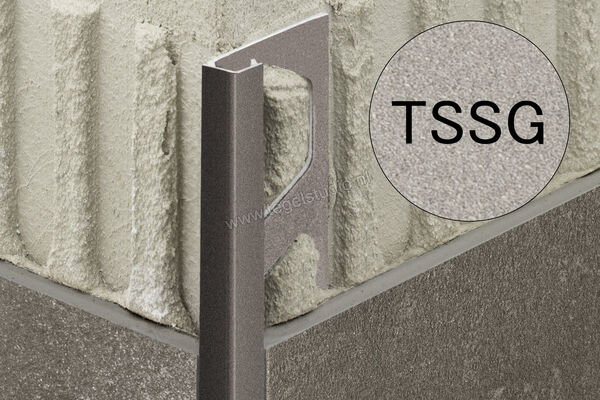 Schlüter Systems QUADEC-TSSG Afsluitprofiel Aluminium TSSG - structuur-gecoat steengrijs Sterkte: 12,5 mm Lengte: 2,50 m Q125TSSG | 309239