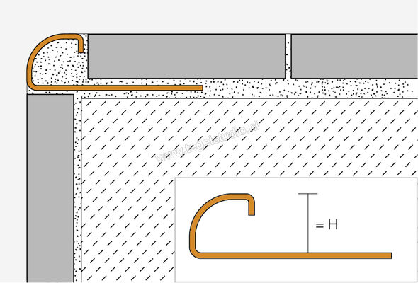  Schlüter Systems RONDEC-AM Afsluitprofiel Aluminium AM - Alu, messingkleurig mat geanodiseerd Sterkte: 12,5 mm Lengte: 2,5 m RO125AM | 310832