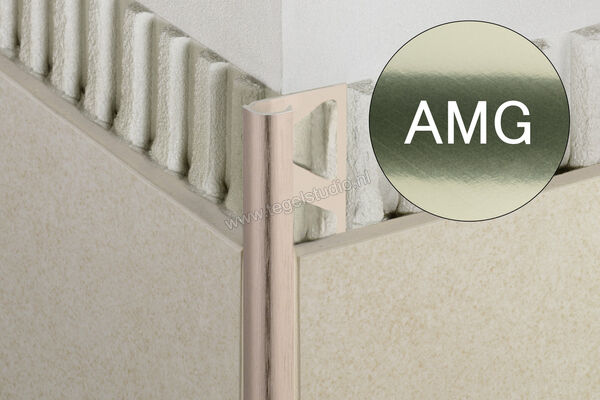  Schlüter Systems RONDEC-AMG Afsluitprofiel Aluminium AMG - Alu, messing glanzend geanodiseerd Sterkte: 8 mm Lengte: 2,5 m RO80AMG | 310871