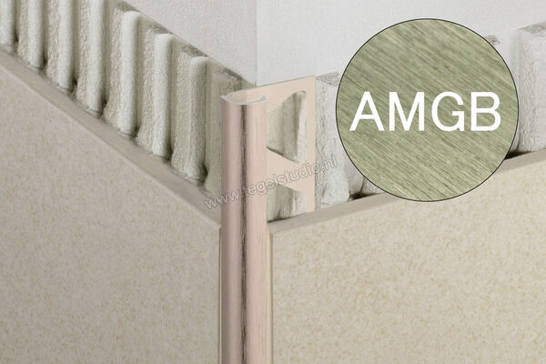 Schlüter Systems RONDEC-AMGB Afsluitprofiel Aluminium AMGB - Alu, messing geborsteld geanodiseerd Sterkte: 12,5 mm Lengte: 2,5 m RO125AMGB | 310907