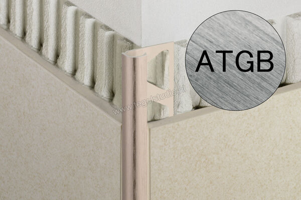  Schlüter Systems RONDEC-ATGB Afsluitprofiel Aluminium ATGB - Alu, titanium geborsteld geanodiseerd Sterkte: 8 mm Lengte: 2,5 m RO80ATGB | 311015