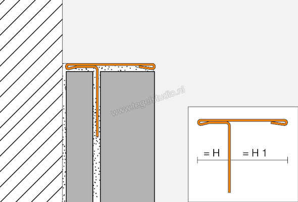 Schlüter Systems SCHIENE-STEP-EB Afsluitprofiel - H1 = 11 mm Roestvast staal V2A geborsteld EB - Roestvast staal geborsteld Sterkte: 6 mm Lengte: 2,5 m SS60EB11 | 317599